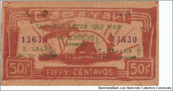 S-176 Cagayan 50 centavos note with green print. Banknote