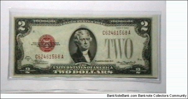 U.S. Small FRN 2 Dollar note series 1928D Banknote