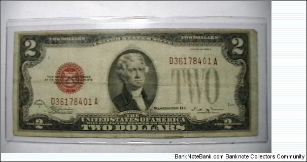 U.S. Small FRN 2 dollar note sereis 1928E Banknote