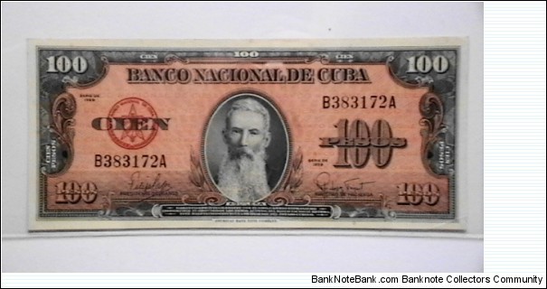 Cuba 1959 100 Peso KP# 33(92)  Banknote