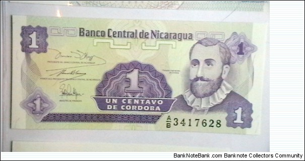 Nicargua ND(1991-92) 1 Centavo KP# 166  Banknote