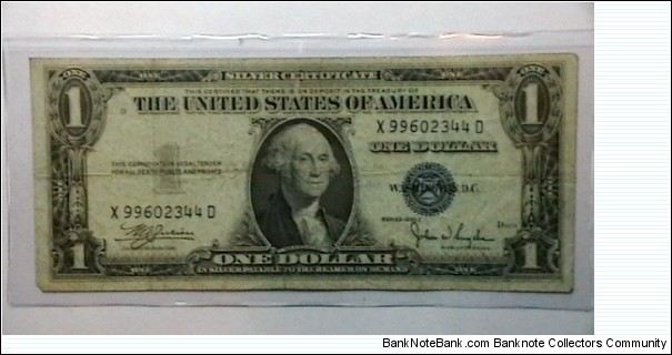 U.S. Small FRN series 1935C 1 Dollar No Motto no. 2 Banknote