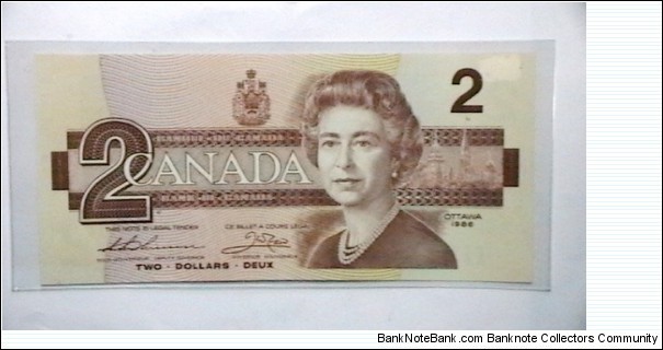 Canada 1986b 2 Canaday 1986b 2 dollar KP# 94 prefix BBY  Banknote