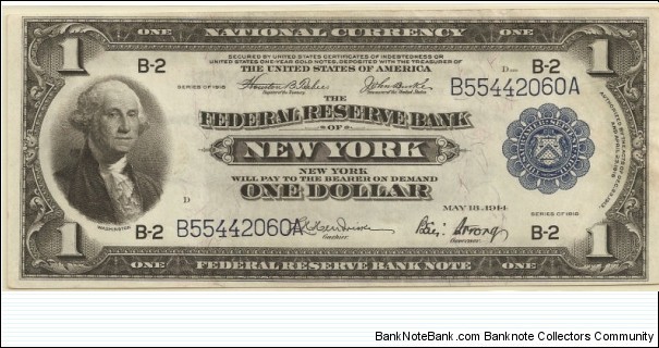 $1 National Currency
FRB NY Banknote