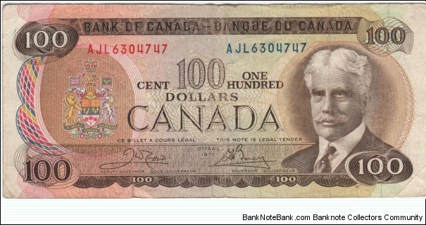 ~SOLD~ $100 1975 (small tear) Banknote