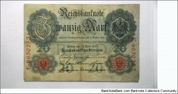 Germany 1910b 20 Mark KP# 40  Banknote
