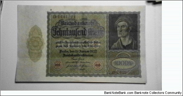 Germany 1922 10,000 Mark Kp# 70  Banknote