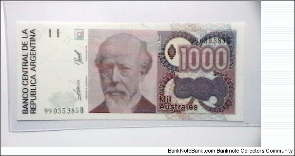 Argentina ND(1989) 1000 Austral KP# 329  Banknote