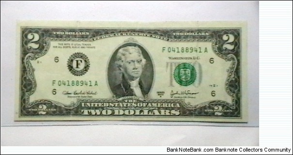 U.S. FRN series 2003A 2 dollar district F obv. Banknote