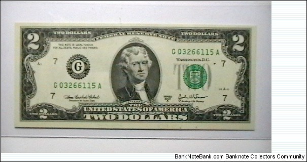 U.S. FRN series 2003A 2 dollar district G  Banknote