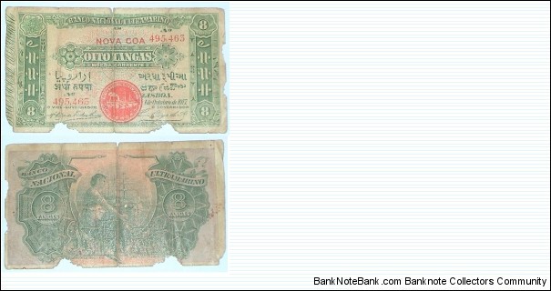 Portuguese-India. 8 Tangas. Banknote