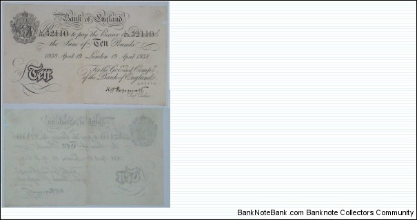 10 Pounds. Peppait signature. Operation Bernhardt (forgery). Banknote