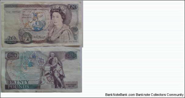20 Pounds. DHF Somerset signature.  Banknote