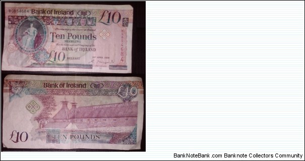 Northern Ireland. 10 Pounds. Bank of Ireland. Banknote