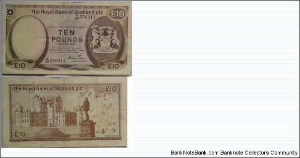 10 Pounds. Royal Bank of Scotland PLC.  Banknote