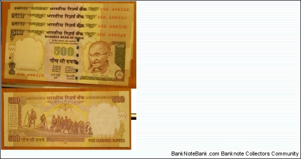 500 Rupees. YV Reddy signature. Banknote
