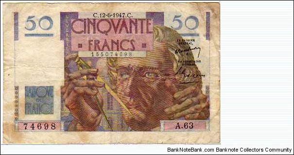 50 Francs __ pk# 127 b __ 12.06.1947 Banknote