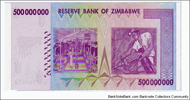 Banknote from Zimbabwe year 2008