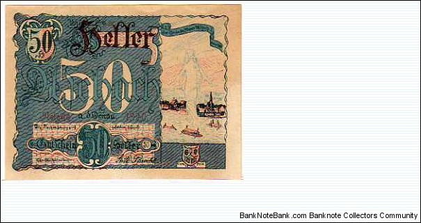 *NOTGELD* __ 50 Heller __ pk# NL __ Aschach __ 1920 Banknote