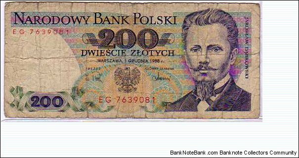 200 Zlotych __ pk# 144 c __ 01.1.1988 Banknote