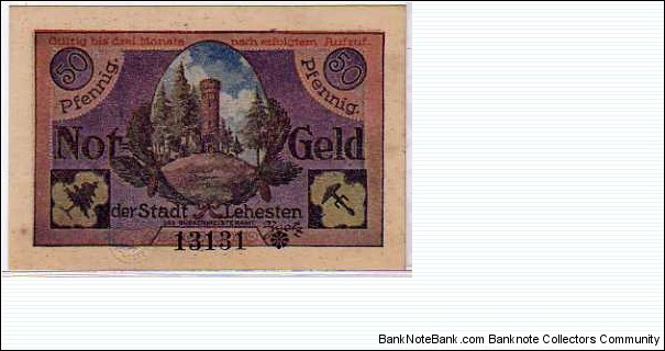 *NOTGELD* __ 50 Pfenning __ pk# NL __ Lehesten Banknote
