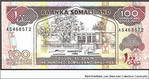 Somaliland 1996 100 Shillings. Banknote