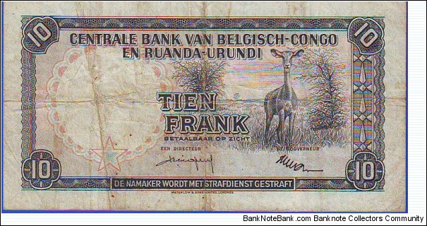 Banknote from Congo year 1958