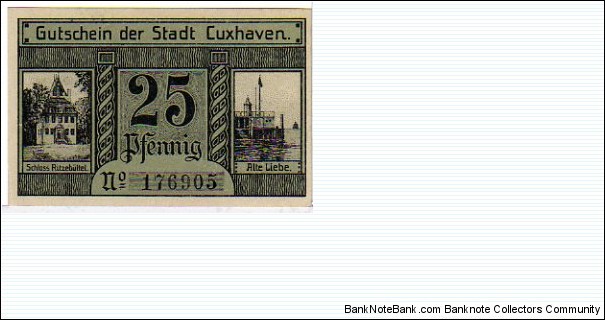 *NOTGELD*__25 Pfenning__pk# NL__Cuxhaven__31.12.1921 Banknote