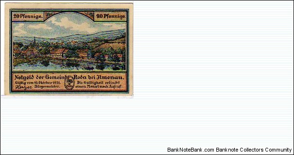 *NOTGELD*__20 Pfenning__pk# NL__Ilmenau__10.10.1921 Banknote