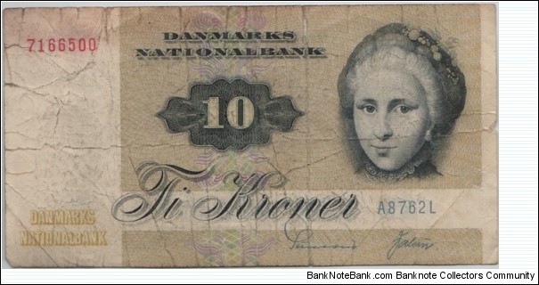 Denmark 10 Kroner 1972 Banknote