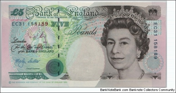 England 5 Pounds 1990 Banknote