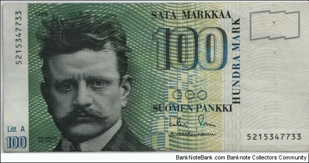 Finland 100 Markkaa 1986 Banknote