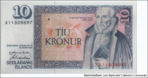 Iceland 10 Kronur 1981 Banknote