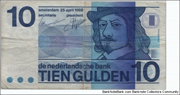 Netherlands 10 Gulden 1968 Banknote
