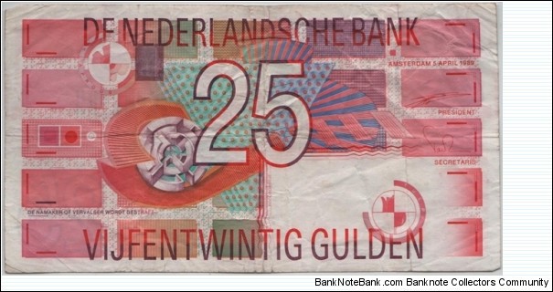 Netherlands 25 Gulden 1989 Banknote