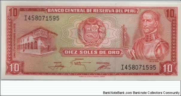 Peru 10 Soles 1976 Banknote
