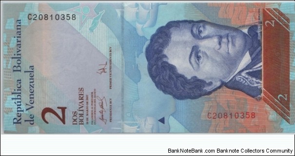 Venezuela 2 Bolivares 2007 Banknote