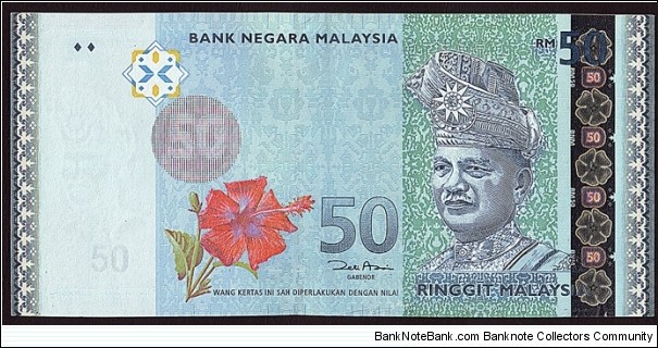 Malaysia 2007 50 Ringgit.

50 Years of Malayan Independence.

'AA' prefix type. Banknote