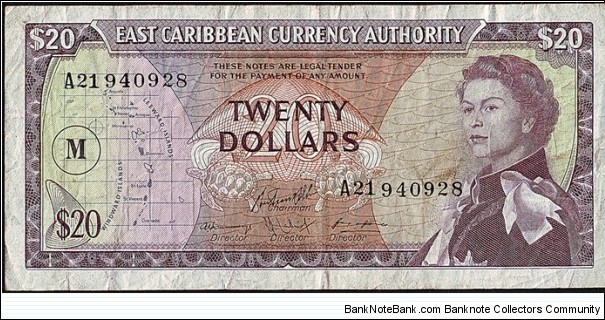 Montserrat N.D. 20 Dollars.

Montserrat is not listed here. Banknote