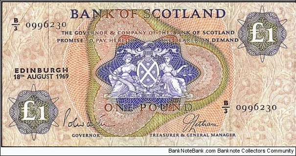 Scotland 1969 1 Pound. Banknote