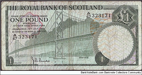 Scotland 1970 1 Pound. Banknote