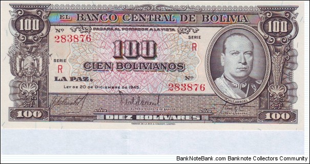  100 Bolivanos Banknote