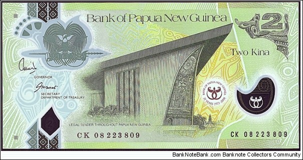 Papua New Guinea 2008 2 Kina.

35 Years of the Bank of Papua New Guinea. Banknote