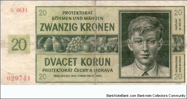 Banknote from Czech Republic year 1940