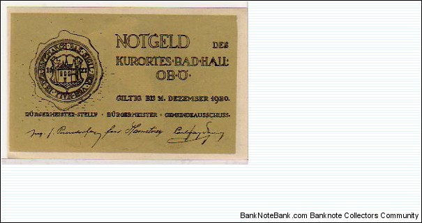 *NOTGELD*__20 Heller__pk# NL__Bad Hall__31.12.1920  Banknote