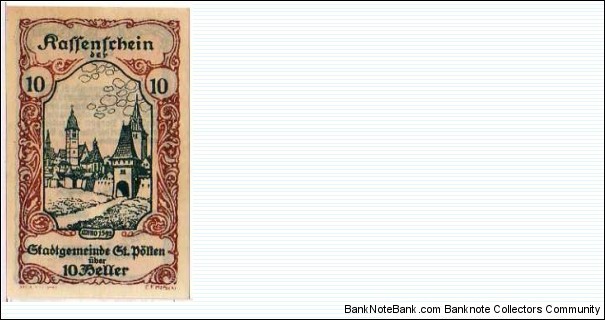*NOTGELD*__10 Heller__pk# NL__St. Polten__30.06.1920 Banknote