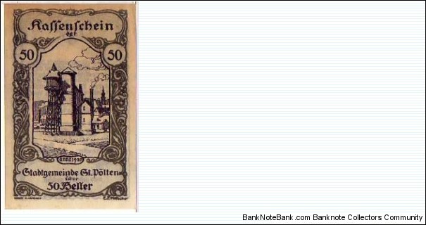 *NOTGELD*__50 Heller__pk# NL__St. Polten__30.06.1920  Banknote