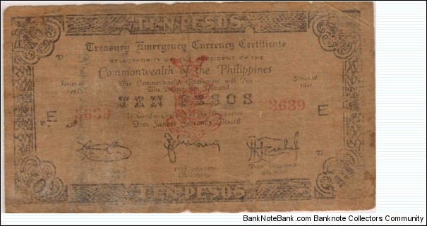 S-1114 Free Samar 10 Pesos note. Banknote