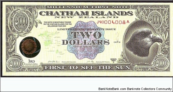 Chatham Islands 1999 2 Dollars (200 Cents). Banknote