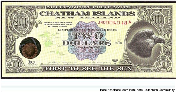 Chatham Islands 1999 2 Dollars (200 Cents). Banknote